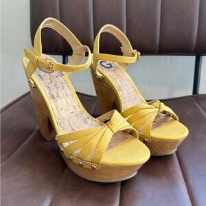 Guess Yellow Platform Sandals